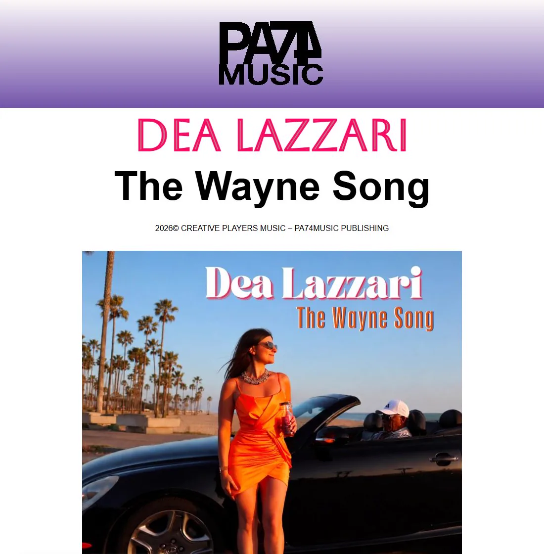 Dea Lazzari's digital radio postcard for The Wayne Song